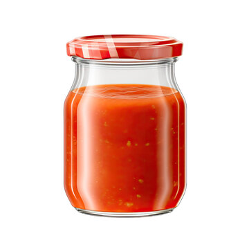Empty mockup of tomato sauce jar isolated on transparent background
