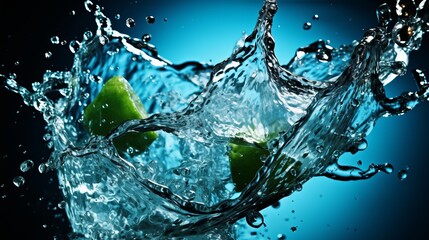 Close-Up Dynamic Water Droplets. Water splash. Healthy lifestyle concept