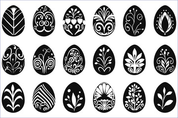 Fototapeta premium Easter eggs silhouette, Set of Easter eggs silhouette
