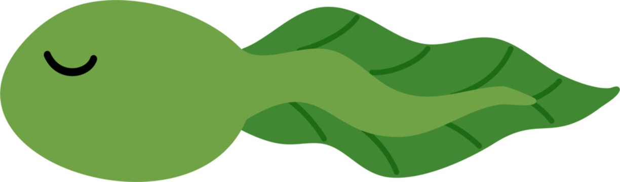 green tadpole cartoon, sleeping, simple design clip art preview