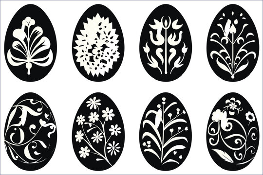 Easter eggs silhouette, Set of Easter eggs silhouette