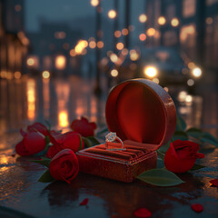 Valentine's Mystery Box: Unwrap the Layers of Love with a Red Box Containing a diamond engagement ring