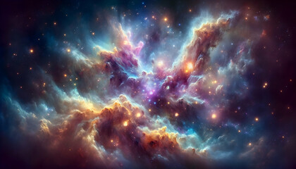 Starry night cosmos Colorful nebula cloud in space galaxy