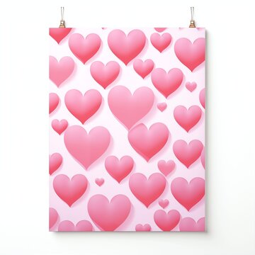 photo paper valentines day hearts on pink