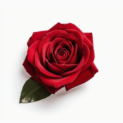 Red Rose on plain white background