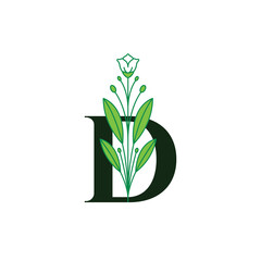 letter d flower stylish beauty flourish modern logo design graphic vector