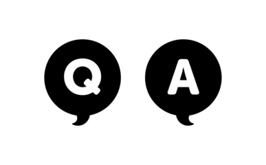 Fotobehang 白黒のシンプルな丸い吹き出しQAアイコン(よくあるご質問・FAQ) © Keyglad