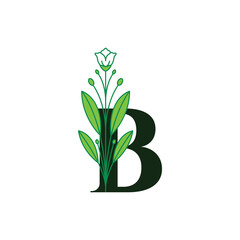 letter b flower stylish beauty flourish modern logo design graphic vector