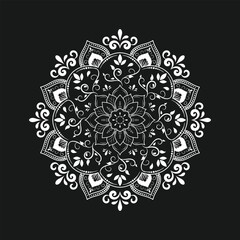 round mandala in black and white Free Vector.