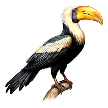 colorful toucan perched on branch clip art preview
