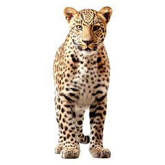 Portrait of leopard animal, isolated on transparent or white background