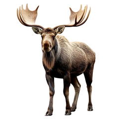 Portrait of moose animal, isolated on transparent or white background