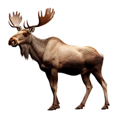 Moose animal standing, isolated on transparent or white background