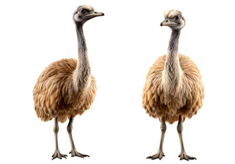 Fototapeta premium Set of ostrich animal multi pose, isolated on transparent or white background