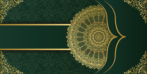 Beautiful gorgeous mandala style greeting and invitation card. Arabesque style decorative mandala background. 