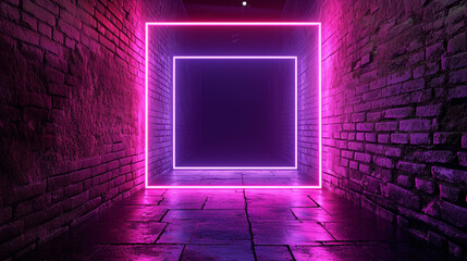 Vibrant Geometry: Dual-Tone Neon Lighting Up a Square Rectangle Picture Frame