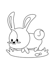cute an kawaii bunny coloring page for kids 