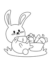 cute an kawaii bunny coloring page for kids 