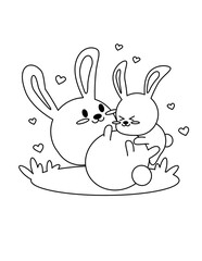 cute an kawaii bunny coloring page for kids 