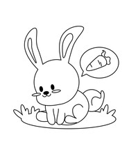 cute an kawaii bunny coloring page for kids 