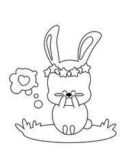 cute an kawaii bunny coloring page for kids 