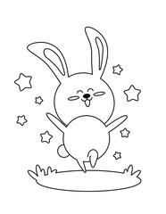 cute an kawaii bunny coloring page for kids 