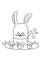 cute an kawaii bunny coloring page for kids 