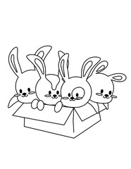 cute an kawaii bunny coloring page for kids 
