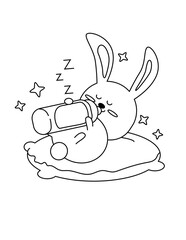 cute an kawaii bunny coloring page for kids 