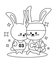 cute an kawaii bunny coloring page for kids 