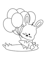 cute an kawaii bunny coloring page for kids 