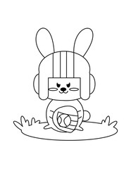 cute an kawaii bunny coloring page for kids 