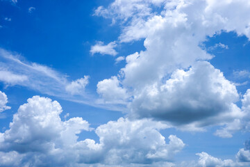 Naklejka na ściany i meble Blue sky with clouds background, Beautiful Amazing shape