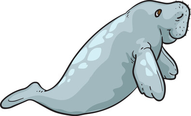 Dugong Mammals Wild Animal Vector Illustration