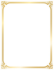 Art Deco gold frame, decorative frames, banner label vintage frame, line geometric wedding label card frame, png transparent background
