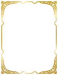 Art Deco gold frame, decorative frames, banner label vintage frame, line geometric wedding label card frame, png transparent background

