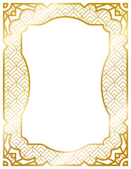 Art Deco gold frame, decorative frames, banner label vintage frame, line geometric wedding label card frame, png transparent background

