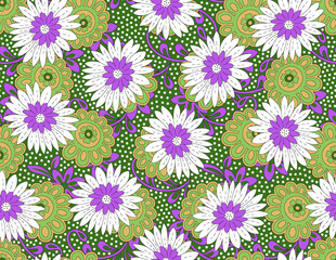 Fototapeta na wymiar Seamless floral pattern with hand drawn flowers. Vector illustration.