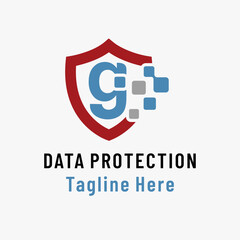 Initial g Letter for Data Software Protection. Digital Business Logo Idea
