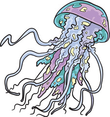 Jellyfish Sea Wild Animal Vector Illustration