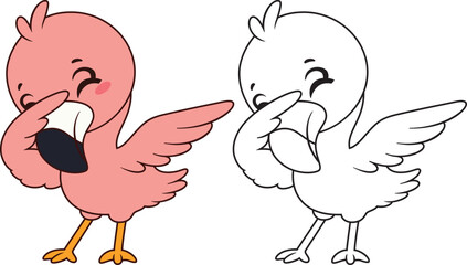 Funny Dabbing flamingo illustration vector