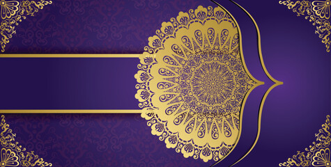 Beautiful gorgeous mandala style greeting and invitation card. Arabesque style decorative mandala background. 