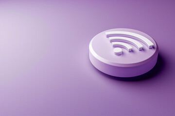 3d wifi icon on violet background - obrazy, fototapety, plakaty