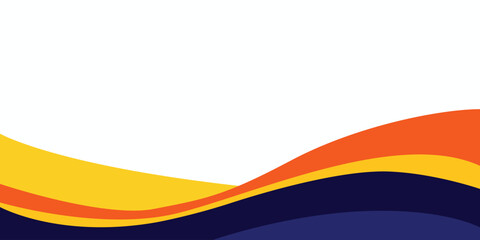 Abstract blue and orange business banner background with dynamic waves composition. Flat vector illustration