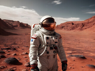 An astronaut walking on Mars