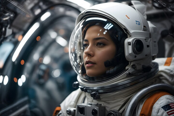 Fototapeta premium A portrait of an astronaut on a spacewalk