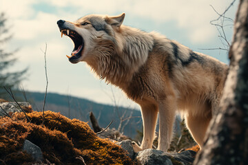 In the fading wilderness, a lone wolf's howl resonates, a poignant search for a mate.