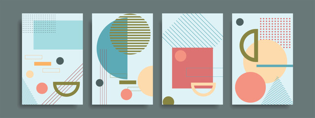 Modern abstract cover set, minimal design Geometric background. Poster Geometry. - obrazy, fototapety, plakaty