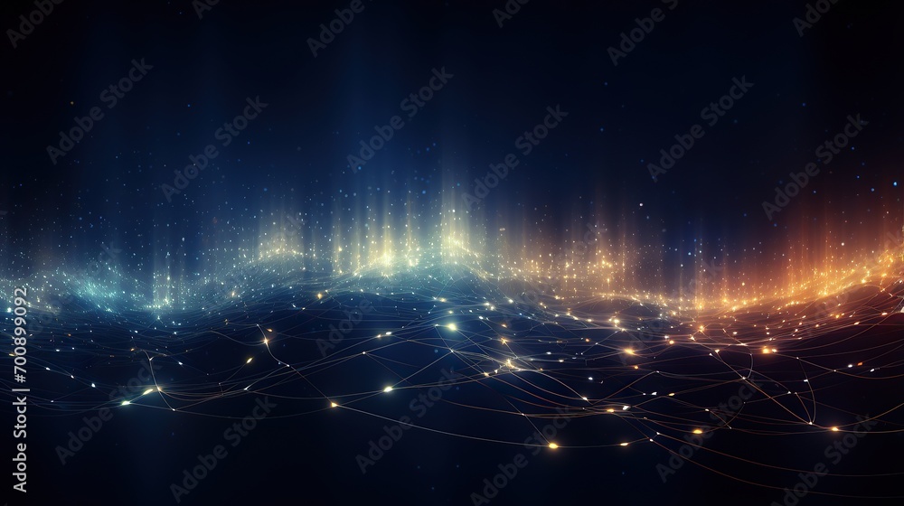 Poster online social network, background 3d illustration. lines and dots connection technology background, 