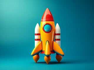Vibrant 3D Cartoon Rocket Ship Illustration